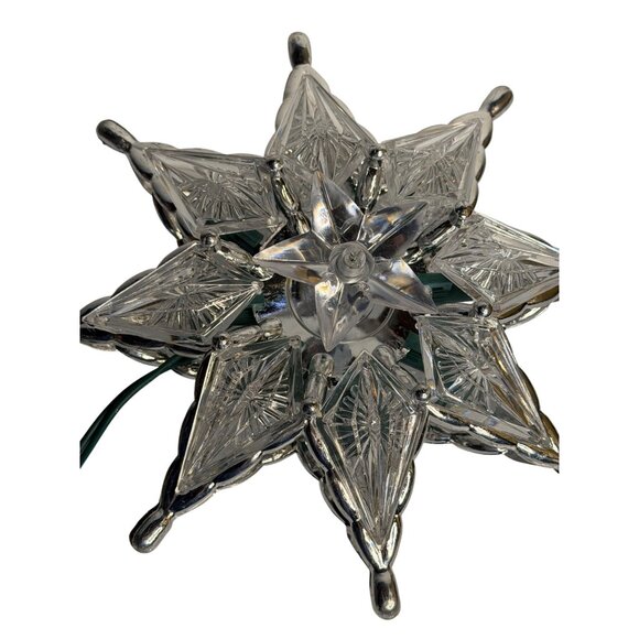 VTG Clear Plastic Star Christmas Tree Topper Lighted Ornament 7" PlugIn Holiday - Picture 2 of 5